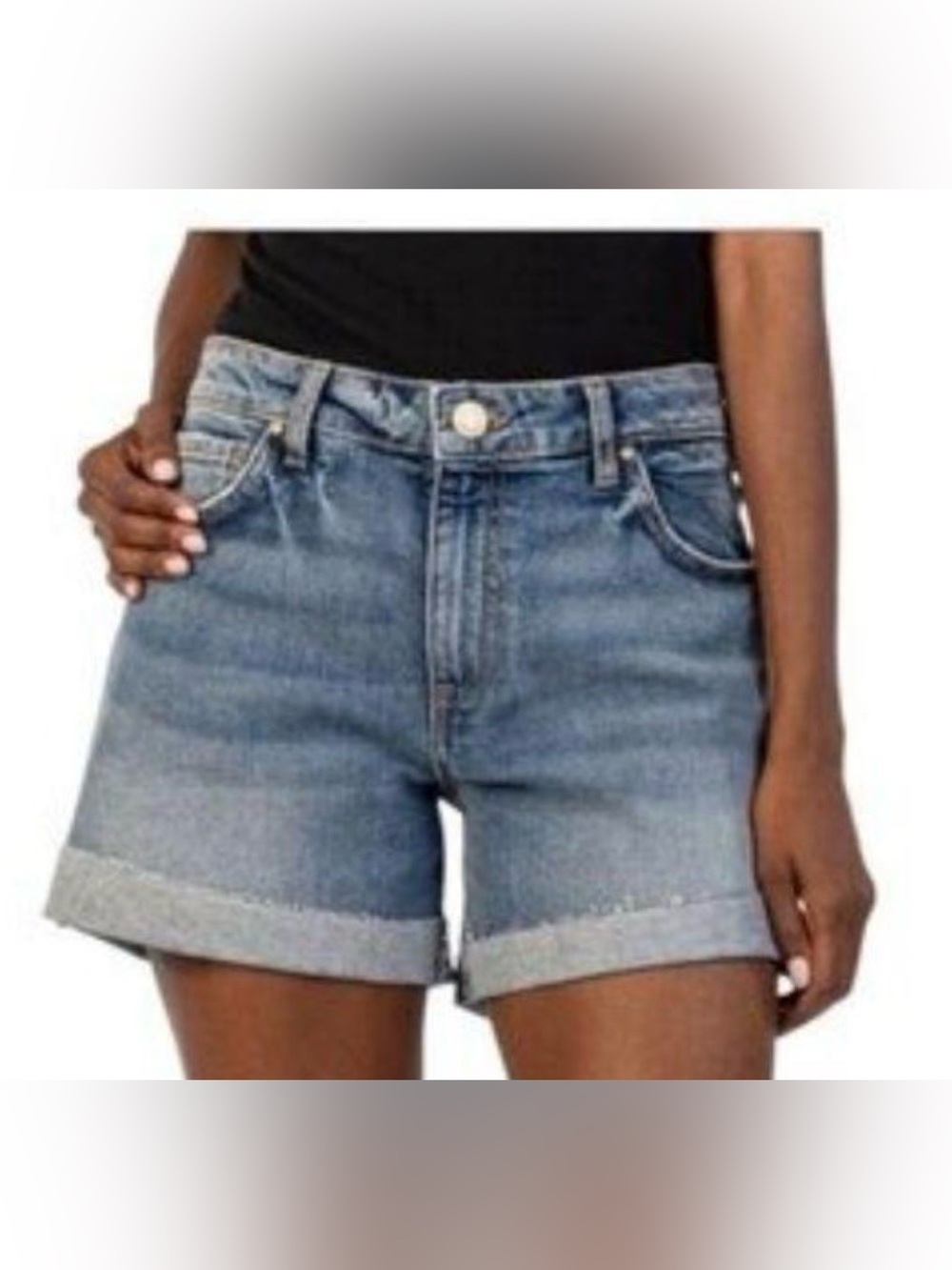 Kut from the Kloth Jane High Rise Denim Shorts Cuffed Hem 22W Blue
